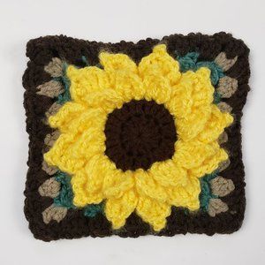 Crochet Sunflower Bag HANDMADE Granny Square Book Sleeve NEW Button Pouch